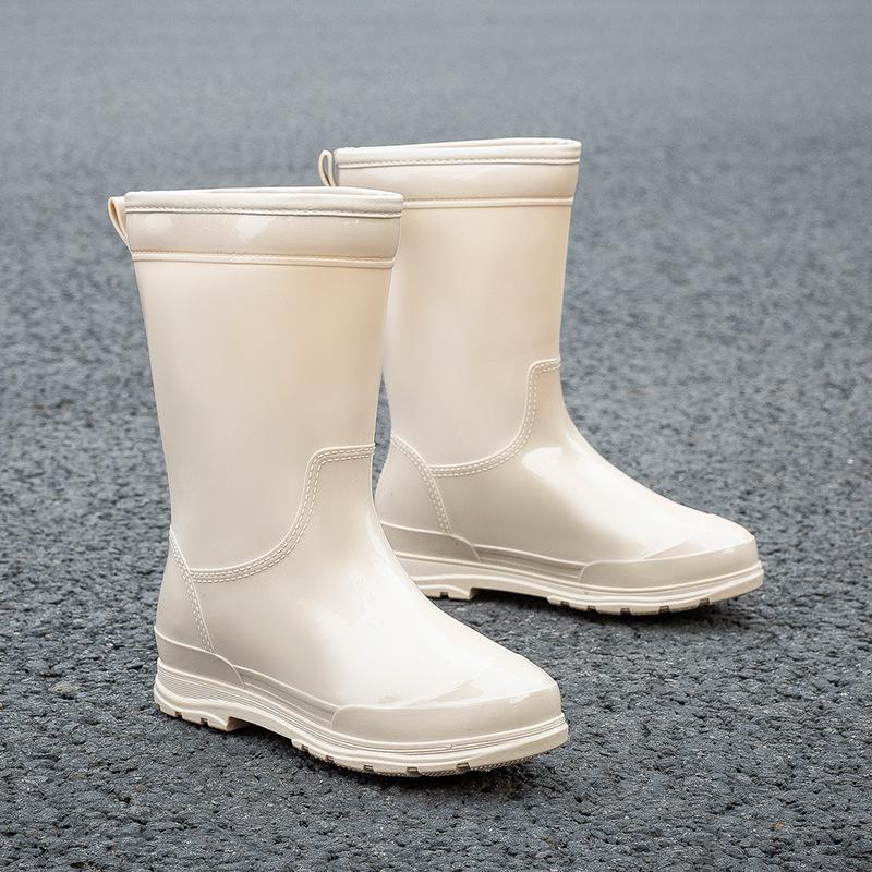 Fashion Snow Women's Shoes Candy Color Women's Rain Boots Non-slip Rain Shoes Medium Tube Water Shoes Kitchen Waterproof Glue Shoe Cover Shoes