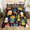 Tropical Botanical Bedding Set Bulbous Cactus Sketch Drawing Comforter Cover Cute Desert Plants Duvet Cover Flower Quilt Cover