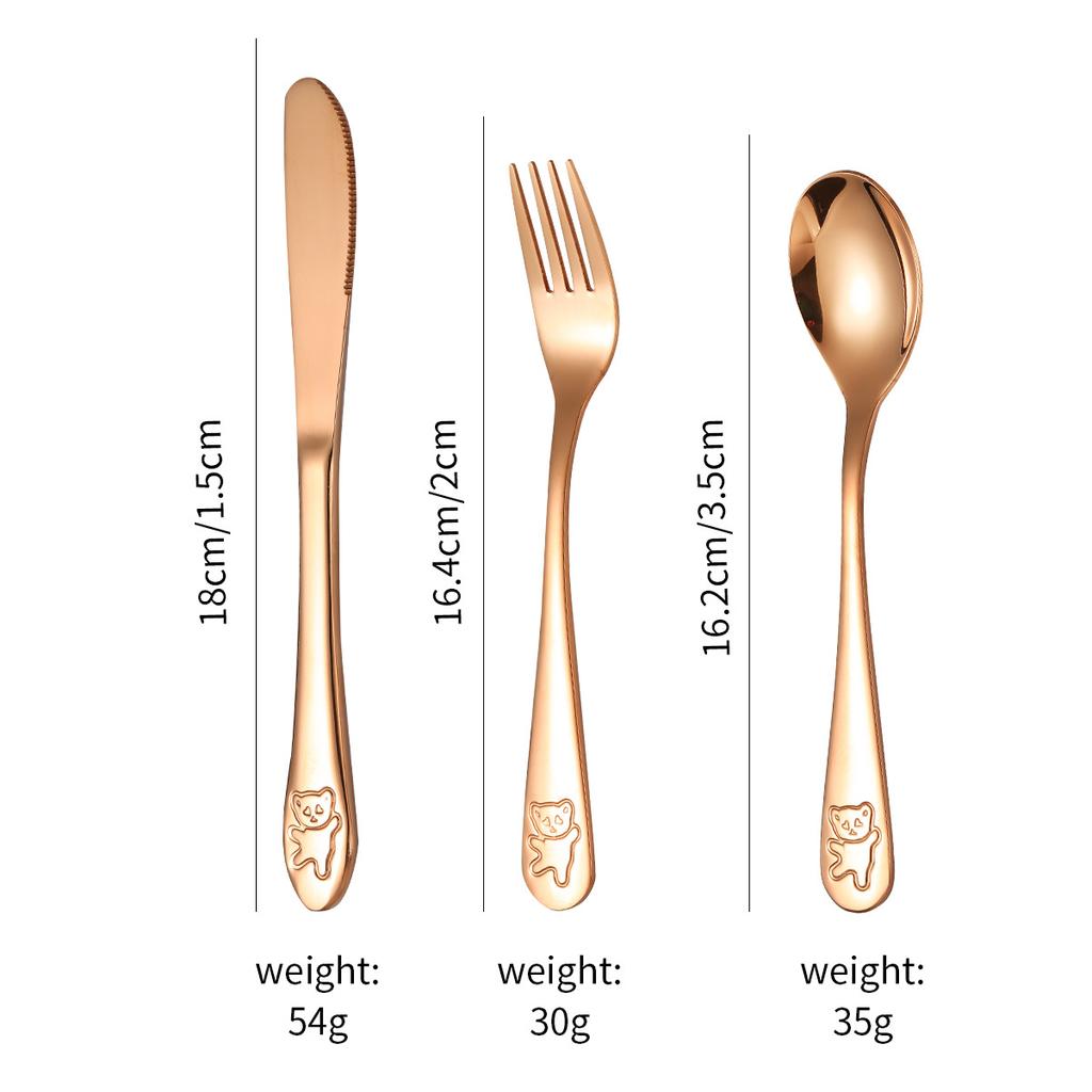Hot-selling Stainless Steel Bear Tableware, Knives, Forks and Spoons Set, Love Baby Spoon and Fork, Children's Steak Knives and Forks 4pcs