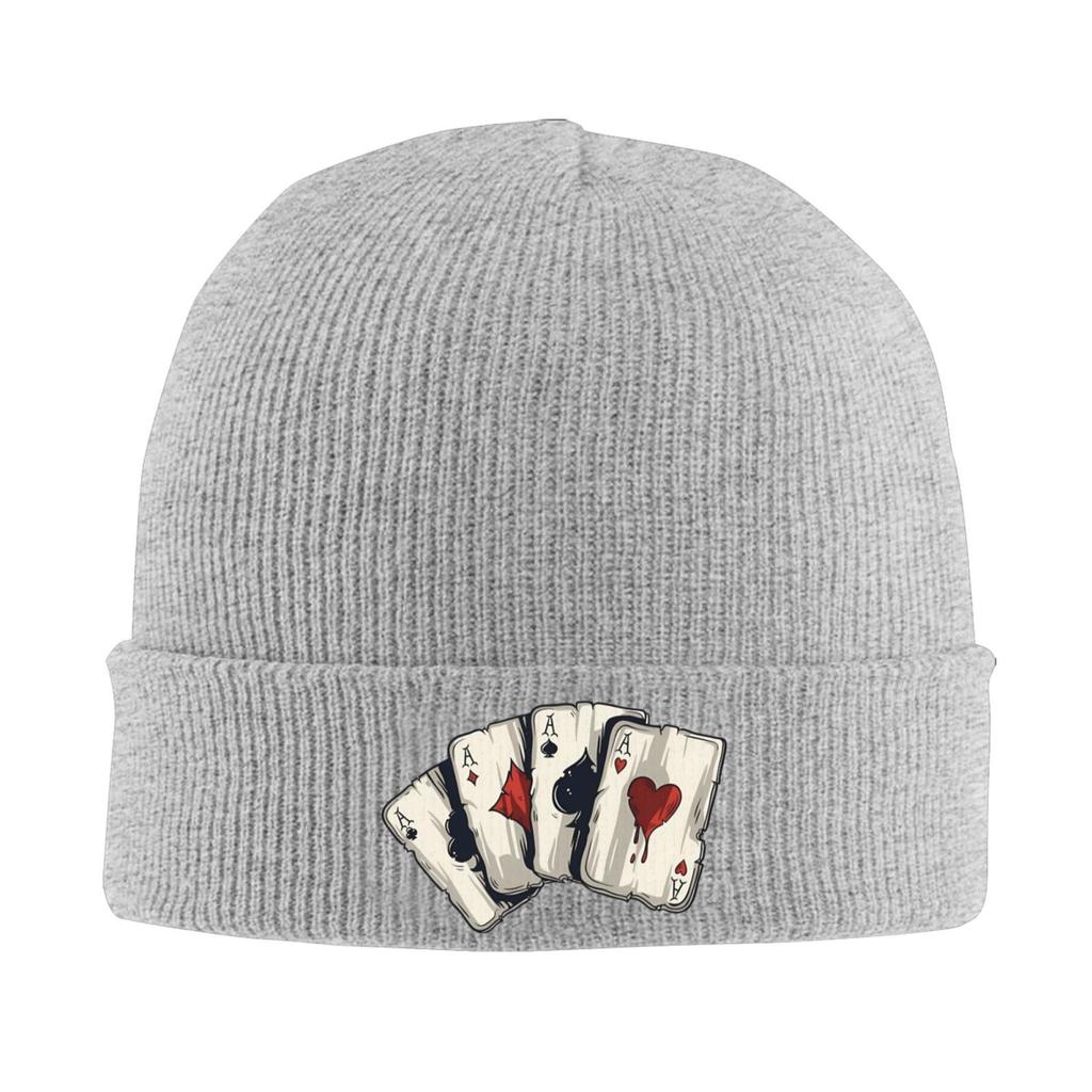 4A Poker Card Unisex Style Beanie Hats Adult Unisex Casual Elastic Cap Autumn Winter Outdoor Design Bonnet