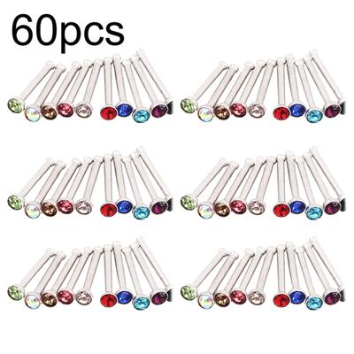 60 pezzi/set di colori misti con strass in acciaio inossidabile perni da naso, gioielli penetranti