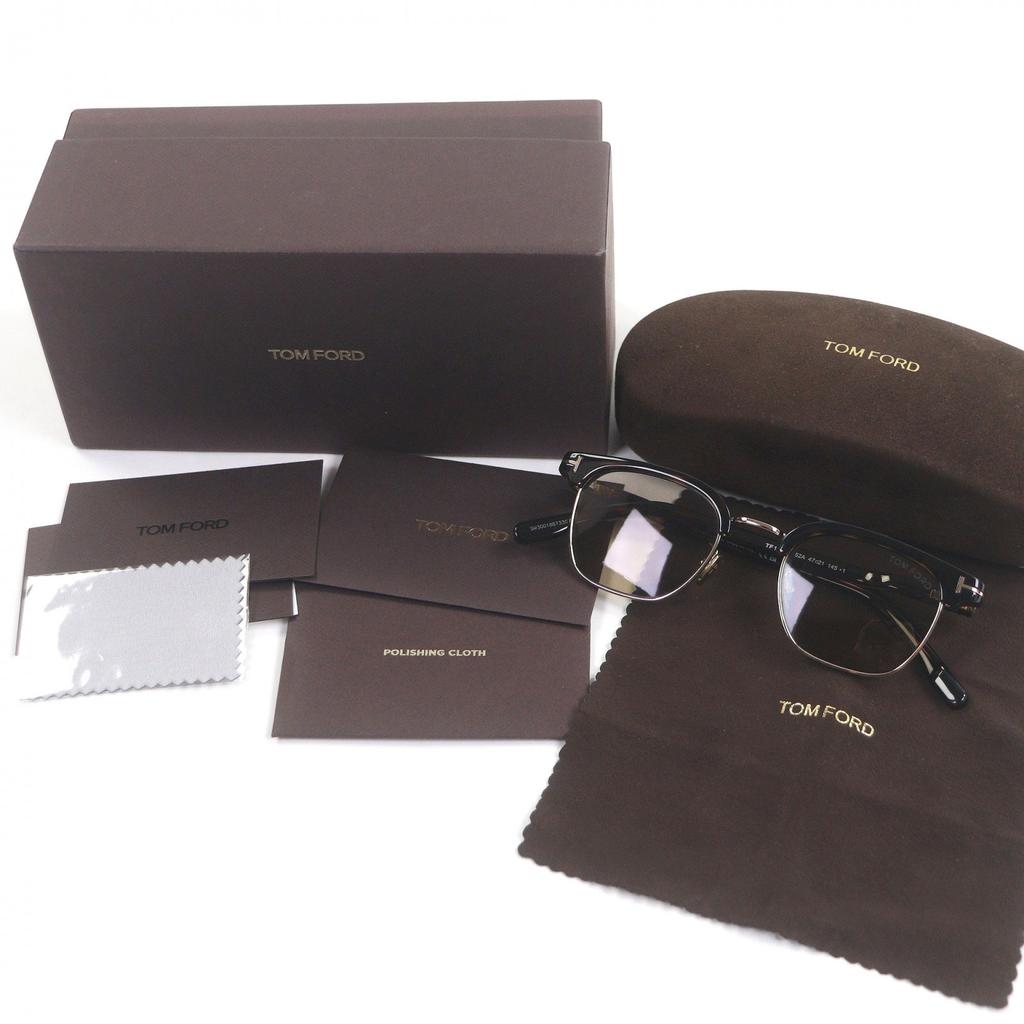 Excellent TOM FORD sunglasses Marble Half Rim Clear Brown Gold Yellow Lens Used