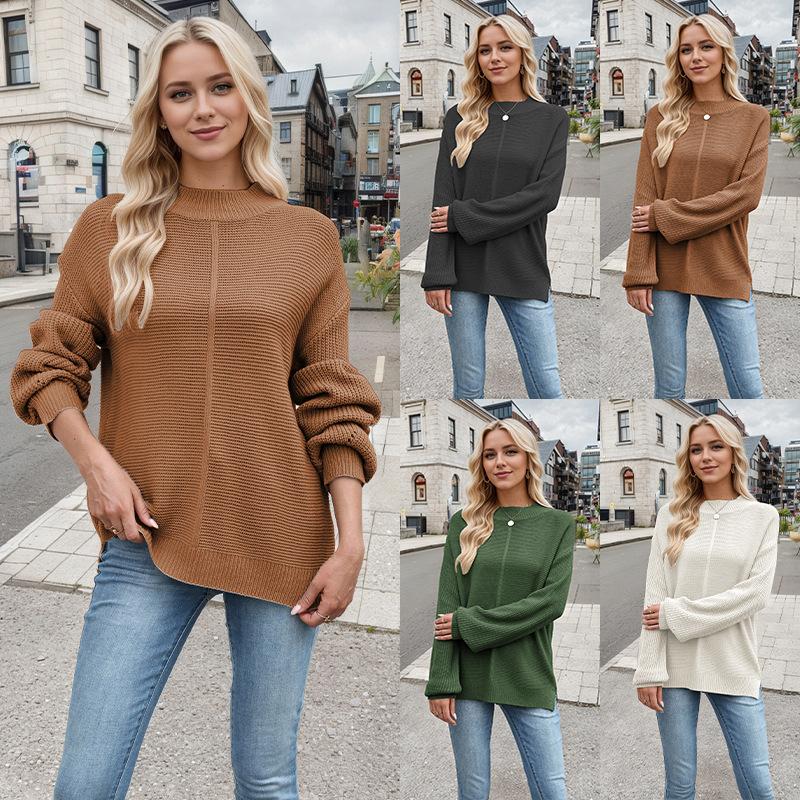 Half High Neck, New Autumn/winter 2025 Collection, Solid Color, Versatile Pullover Sweater, Loose Knit Sweater, Winter Inner Layer with Long Sleeves
