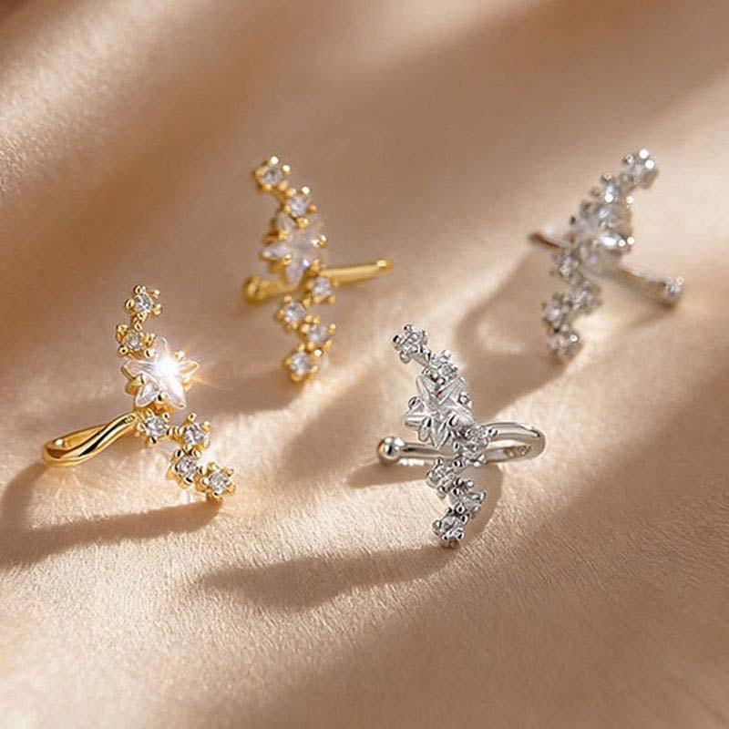 1Pcs Fashion Gold Color Star Ear Clip for Women Exquisite Sparkling Zircon No Piercing Cartilage Ear Cuff Wedding Jewelry Gift