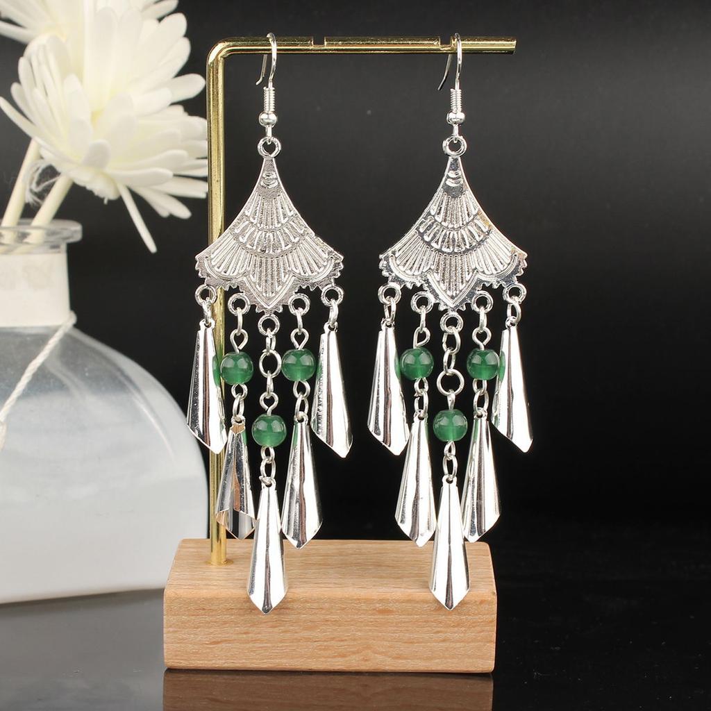 Turquoise Earrings Bohemian Drop Ear Earrings with Tassels, Geometric Alloy, Retro Style, Boastful Ear Accessories