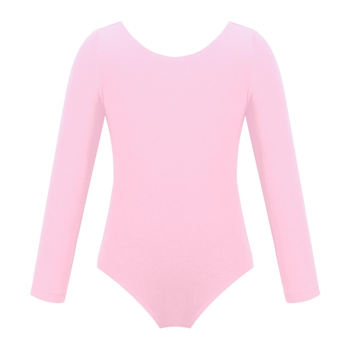 YONGHS Kinderen Meisjes Lange Mouwen Rekbare Gym Ballet Dans Leotard Danskleding Kostuum 11-12 Years roze