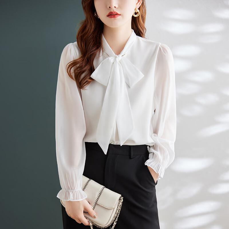 Elegant French Bell Sleeve Chiffon Blouse M