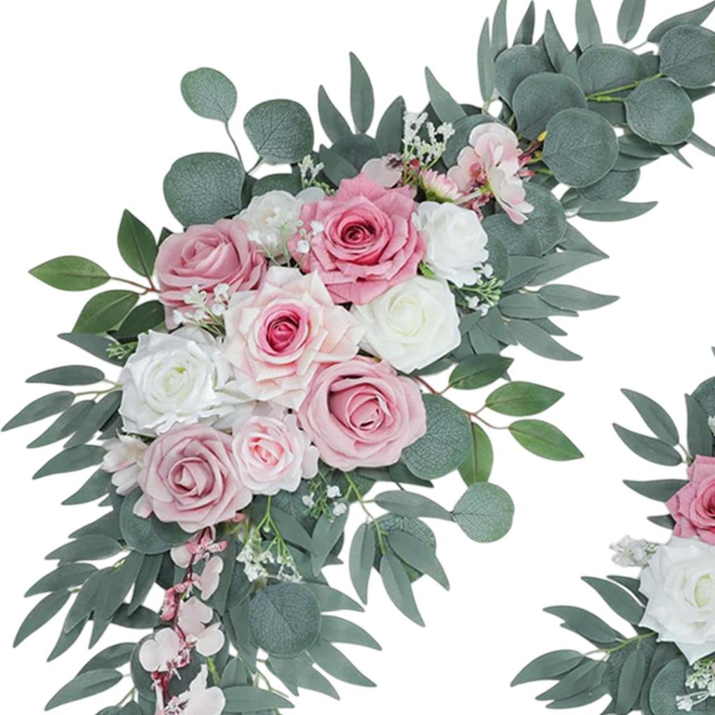 2x Hochzeitsbogen Blumen Künstliche Willkommensschild Dekoration Stuhllehne für