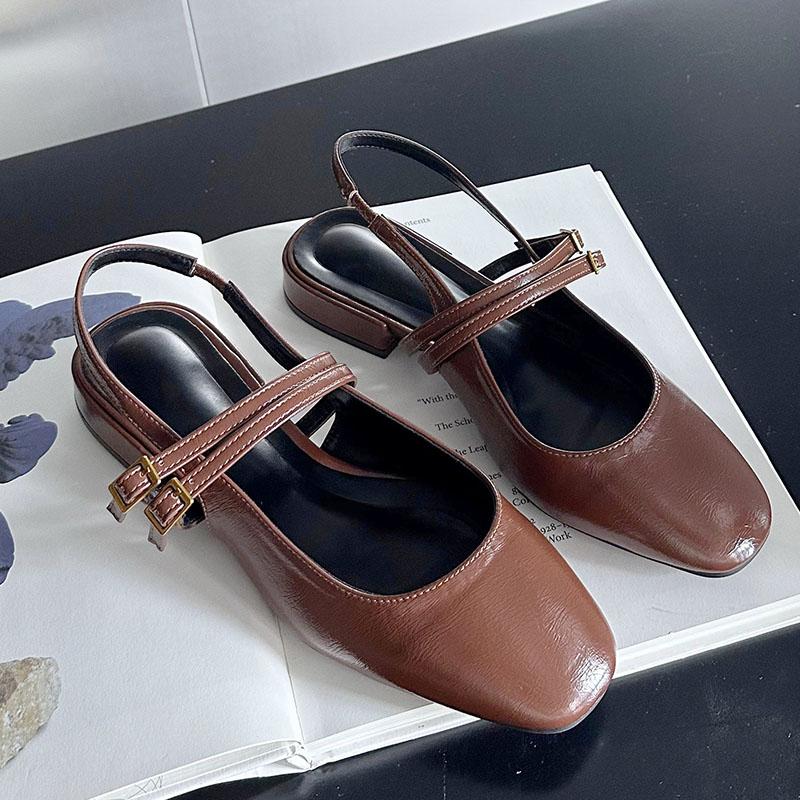

Fashion New Fashion Designer Shallow Ladies Flats Sandals Shoes Female Slingbacks Footwear Round Toe Women Flats With Shoes Sandals 5(foot 225mm) коричневый