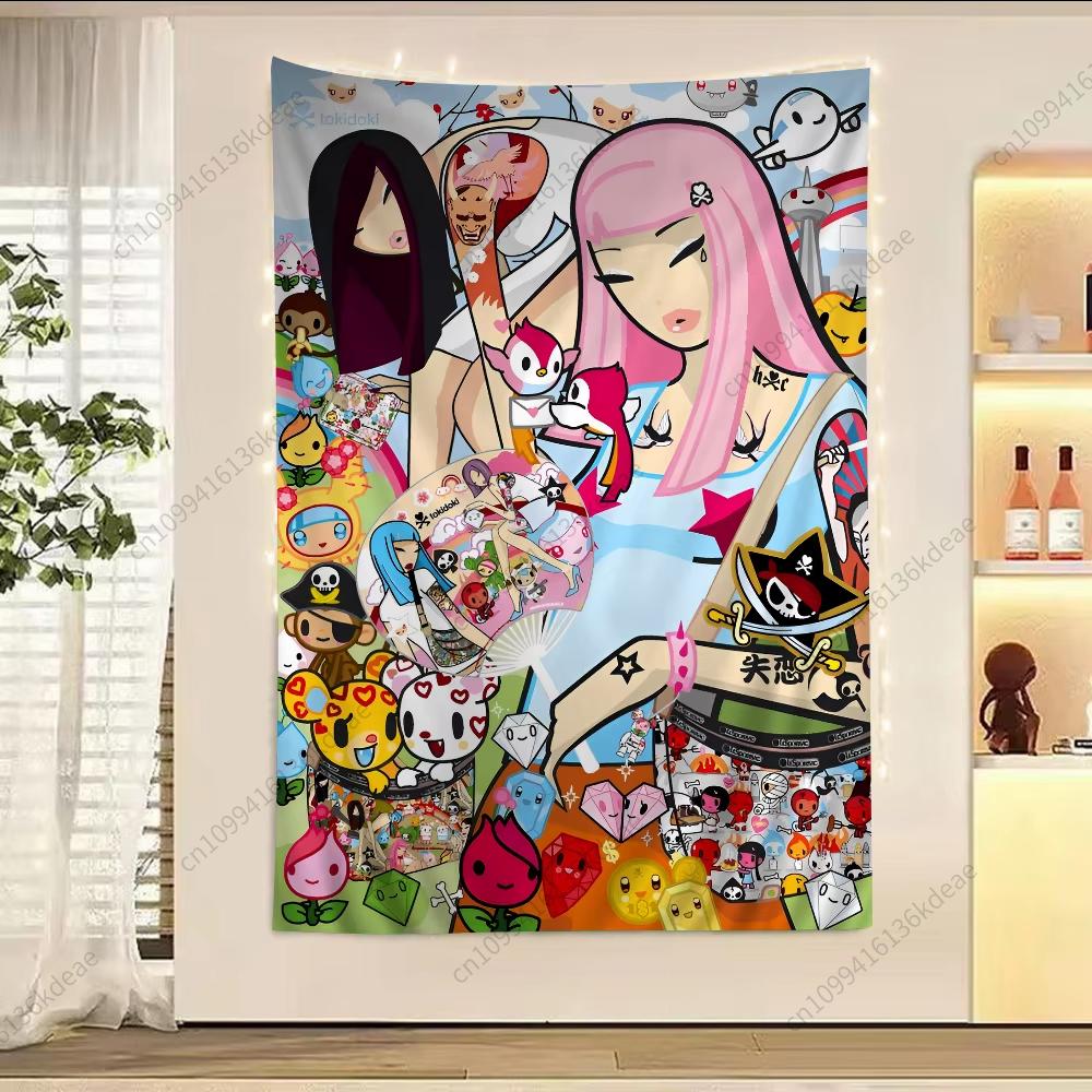

Kawaii Anime Tapestry TTokidoki Large Printed Wall Tapestries Flags Cute Room Decoration Background Cloth Teens Room Home Decor 74x94cm(29x37in)