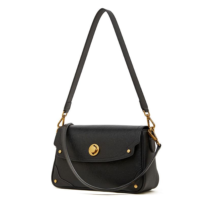 

Leather Vegetable Tanned Cowhide Bag Women S Winter Shoulder Messenger Bag Large Capacity Simple Fashion Messenger Women S Bag 27*9*18 чорний