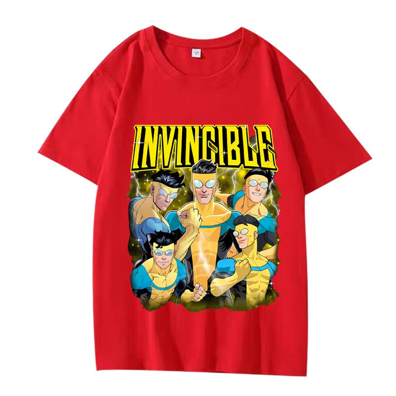 Винтажная футболка с супергероем Invincible Mark мужская женская Оверсайз 100% Хлопок манга с коротким рукавом Летняя Аниме Унисекс Топы XS красный