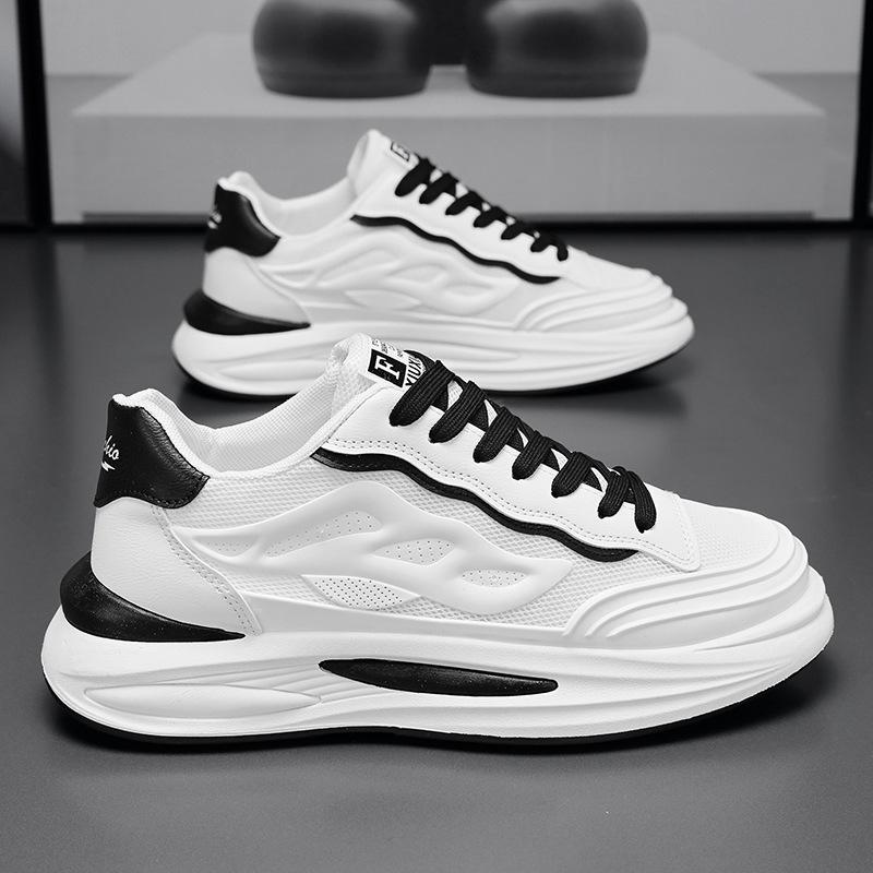 

Мужские летние дышащие сетчатые белые модные кроссовки в корейском стиле US 10 черный белый