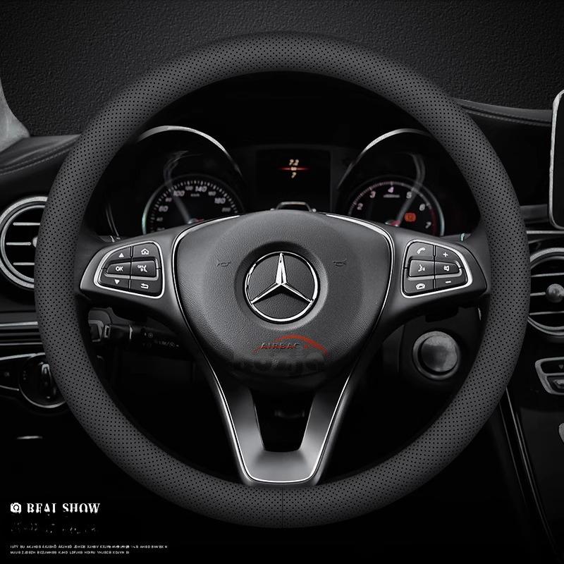 Car Leather Steering Wheel Cover for Mercedes-Benz GLE S GLE GLS G GL CL ML R SL GLK 400 450 500 350 320 580 38cm Accessories