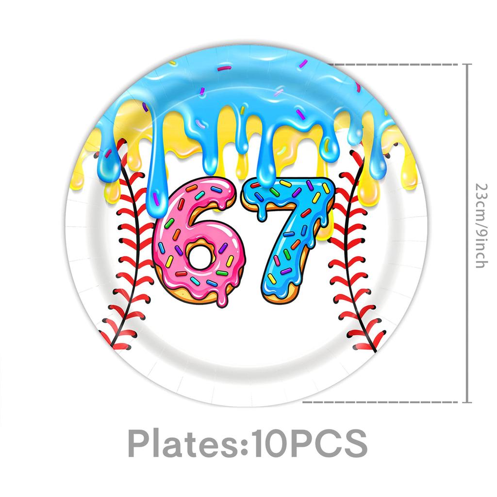 Ice Cream Baseball Girl Birthday Party Tableware Set - Plates, Cups, Flags, Tablecloth, Decorations