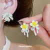Silver Needle Dripping Oil Flower Exquisite Fashion Pendant Earrings Fresh and Sweet Temperament Earrings Design Sense Niche Earrings Women