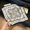 Silk scarf women's spring and autumn decoration versatile ins simple style striped square scarf streamer simulation silk fashion scarf scarf scarf