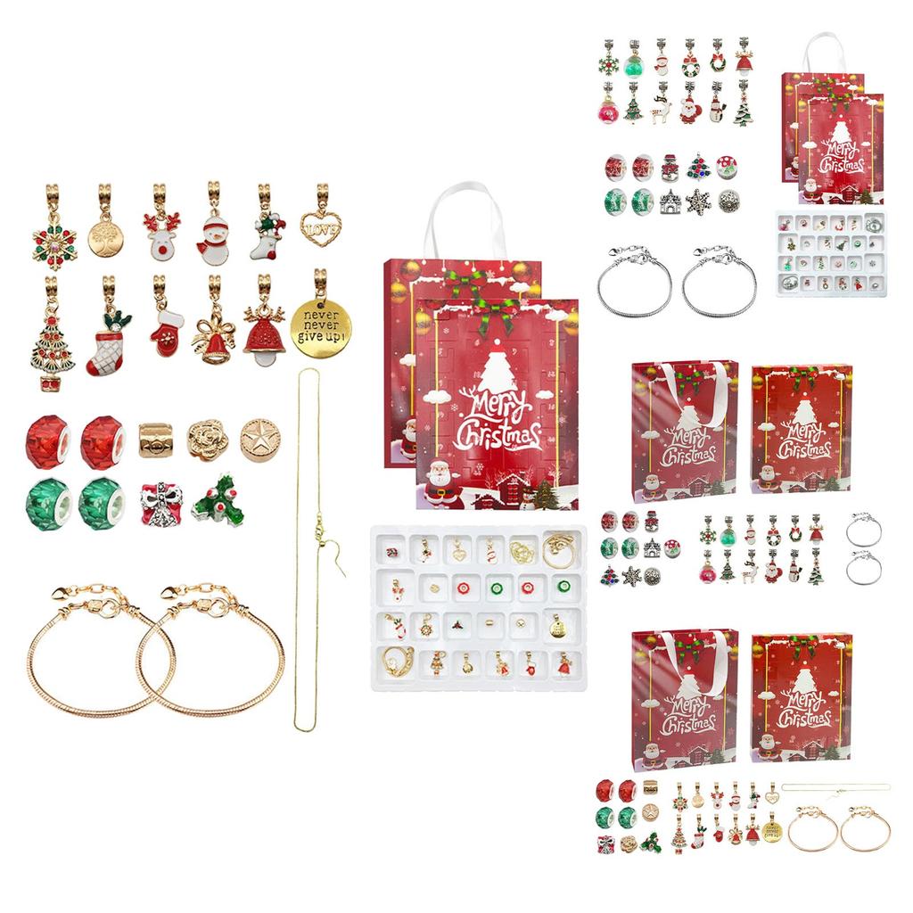 Jule-adventskalendergaver 2023, gjør-det-selv-armbåndssett for barn, voksne, 24-dagers julenedtellingskalender smykkegaver