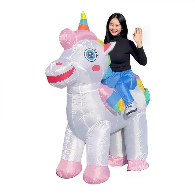 Halloween Inflatable Unicorn Costume - Cute White Doll Prop Adult 150-190cm