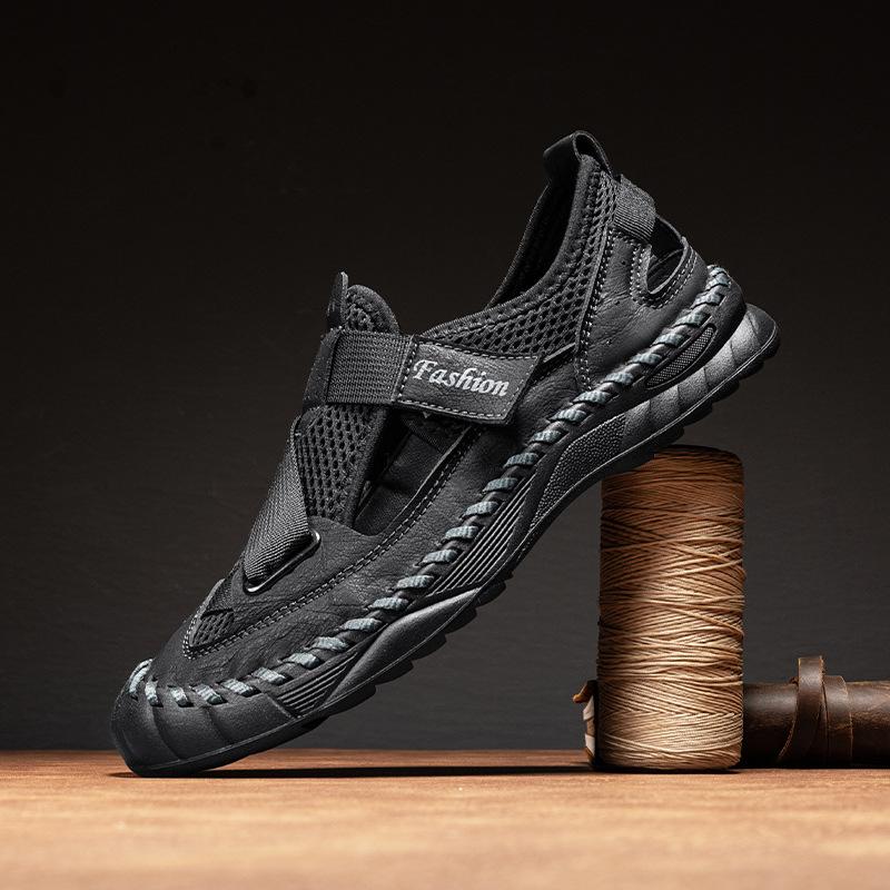 2025 Large Size Men's Shoes Hollow Casual Sandals Summer Foreign Trade Men's Outdoor Men's Leather Sandals Men