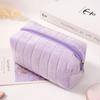 Borsa porta cosmetici in pelliccia solida, grande, da donna, con cerniera, organizer per il trucco, astuccio per cancelleria, astuccio per il trucco da viaggio, articoli da toeletta