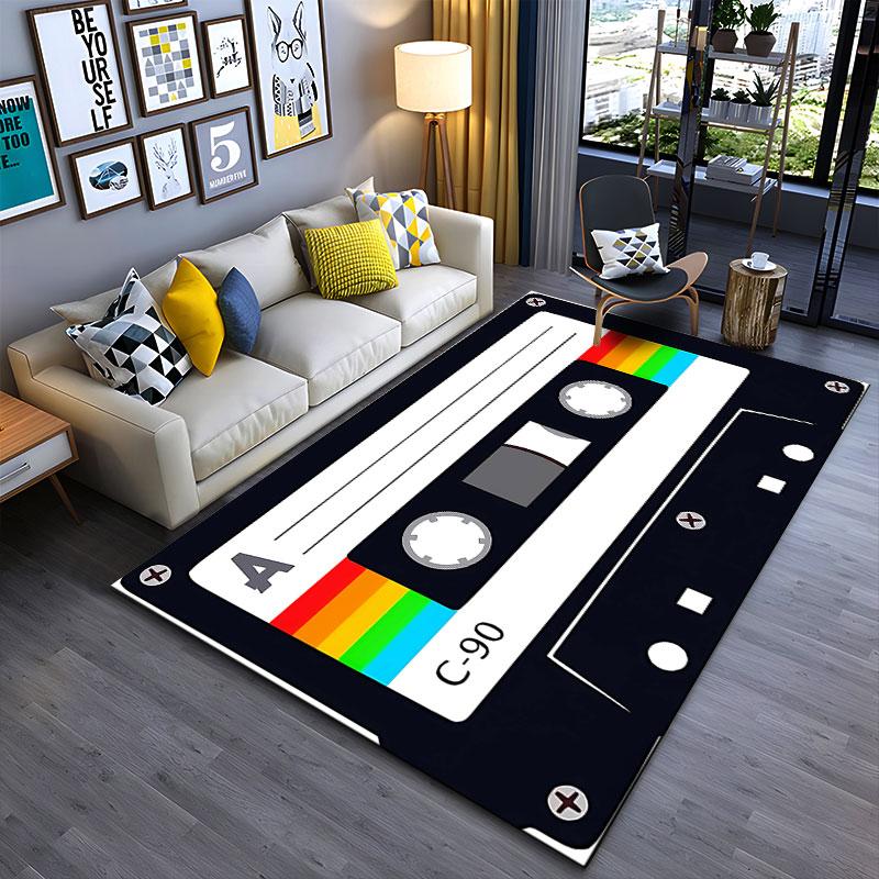 Retro Cassette Tape Design Carpet suitable as a non-slip mat for the living room or bedroom sofa