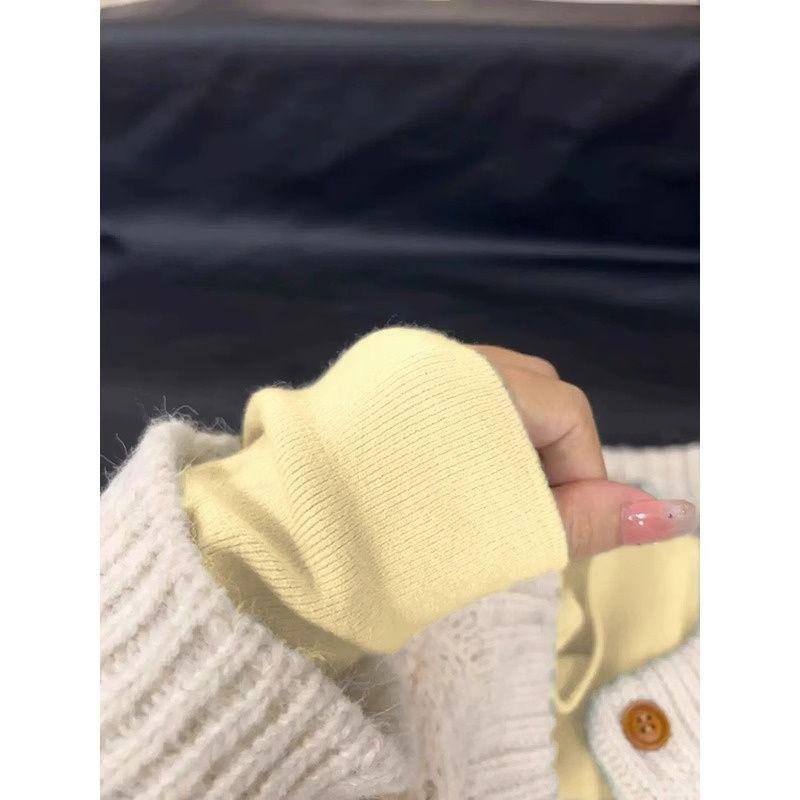 Women's Stunning Creamy Yellow Soft Knit Sweater - Fluffy Half-High Neck, Long-Sleeved, Slim-Fit for Autumn/Winter