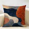 Federa Cuscino Astratta Boho Arancione Blu Moderna in Lino Organico Durevole Ipoallergenica Lavabile Delicata sulla Pelle