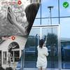 2-in-1 High Waist Window Cleaning with 10 Joint Extension Pole Stainless Steel Scraper and Squeegee Reusable Microfiber Cloth
