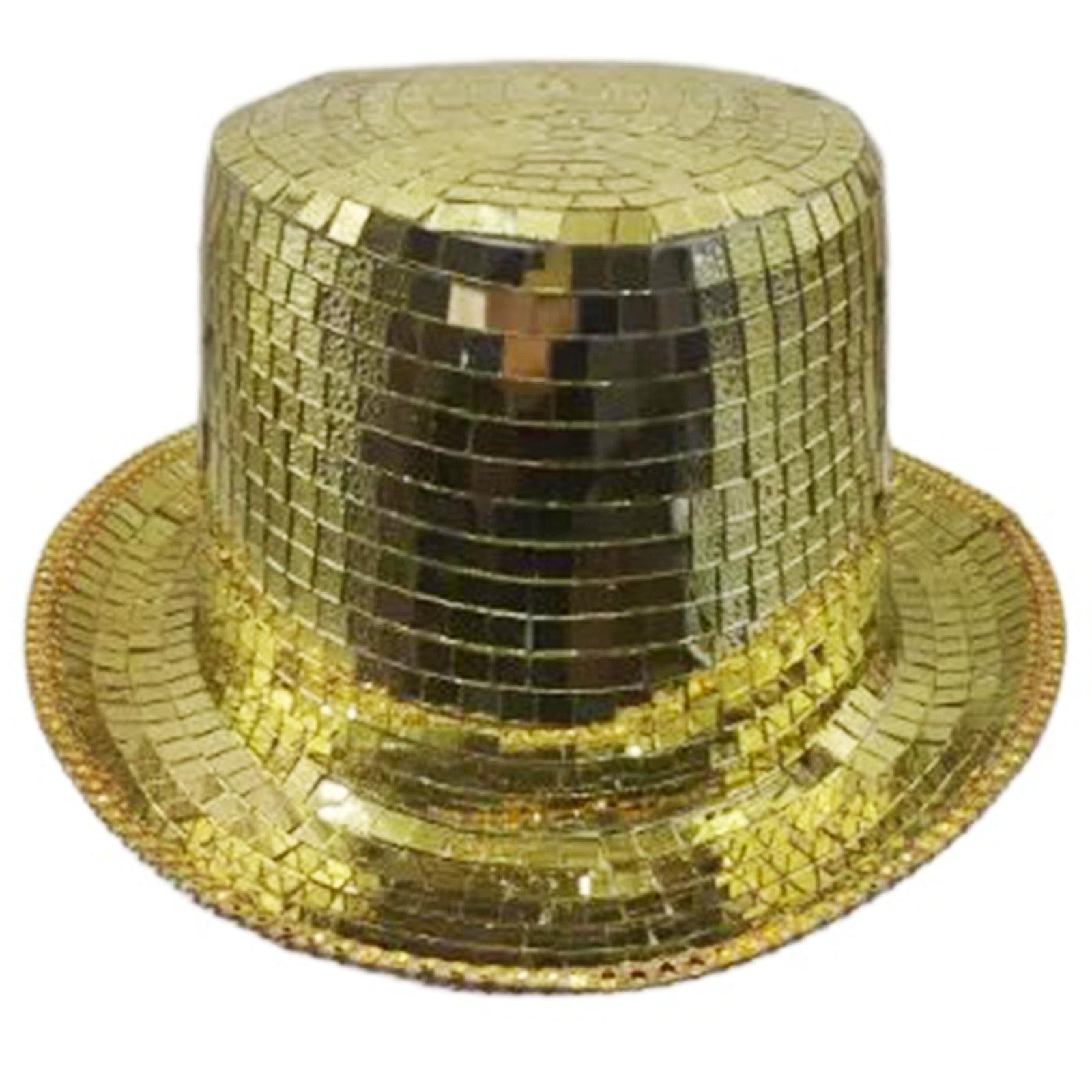 

Панама для отпуска, блестящая зеркальная отражающая шляпа-цилиндр для клубных карнавалов, музыкальных фестивалей, крутой диско-вечеринки золотой