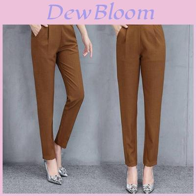 Spring Autumn Slim High Waist Womens Pants With Stretch Cotton Blend For Casual Wear