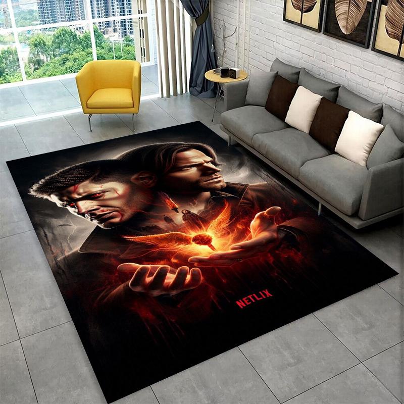 SPN Supernatural Dean Sam TV Teppich für Spielzimmer Schlafzimmer Wohnzimmer Sofa Heimdekoration, Kinderteppich rutschfeste Fußmatte Geschenk