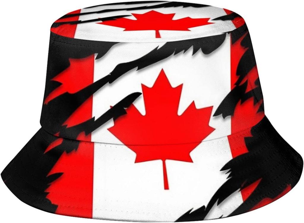Canada Flag Bucket Hat Fashion Beach Sun Wide Brim Cap Outdoor Fisherman Hats For Women Men Teens