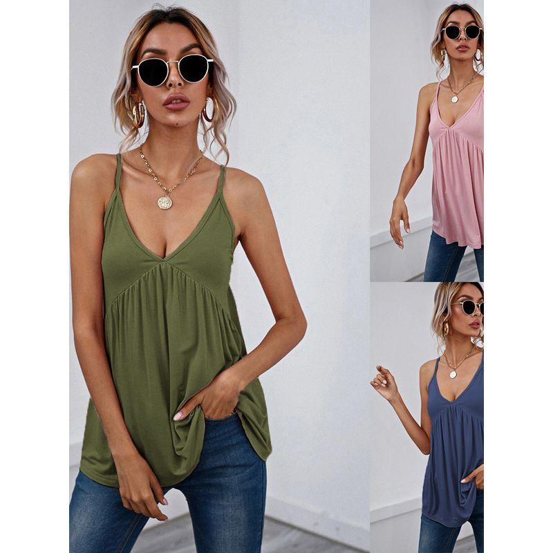 V-neck Sleeveless Open-Back Suspension All-Match Top Versatile Top