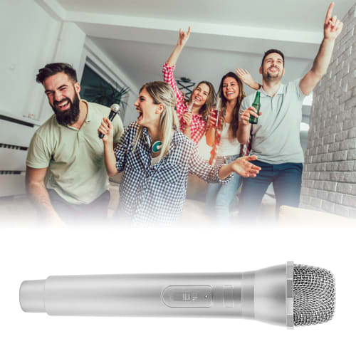 Fake Microphone for Karaoke, Singing Prop Microphone, Lightweight and Durable, 2.5x23.5x4.9cm, Party (Silver)