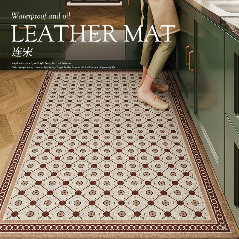American Retro Carpets for Living Room Home Washable Kitchen Special Floor Mat Large Area Anti-fouling Carpet Pvc Leather Rug
