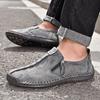 Spring New Style Casual Shoes for Foot Covers for Men's Large Size Zipper Leather Shoes Large Size Handmade Lazy Bean Shoes