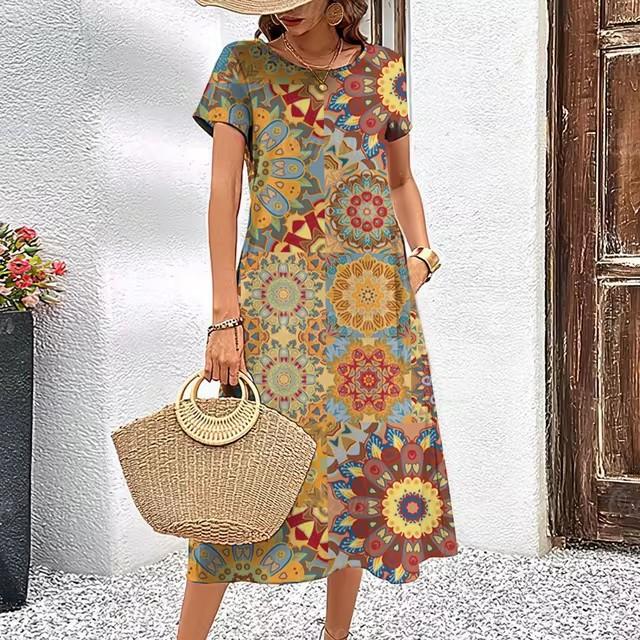 Elegante vestito t-shirt a maniche corte moda vacanza al mare abiti midi donna abbigliamento stampa 3D