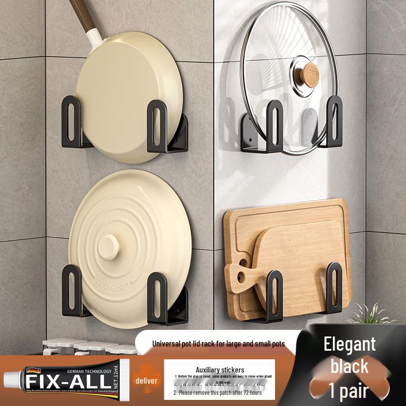 Wall-Mounted Punch-Free Multifunctional Kitchen Organizer for Pots, Lids, and Cutting Boards