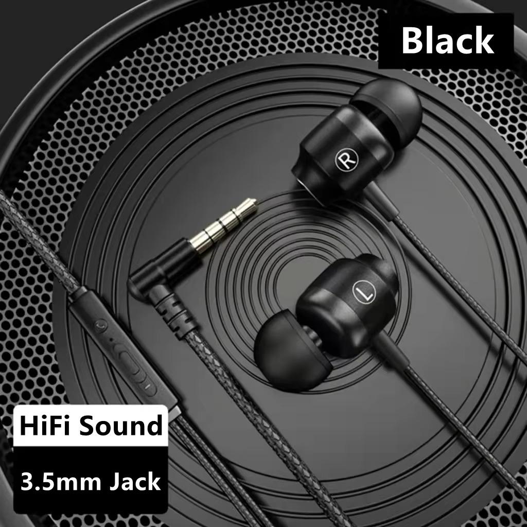 Metal Magnetic Wired Earphones Noise Reduction Gaming Headset 3.5mm L Jack HIFI Stereo Headphone with HD Mic for All Smartphones
