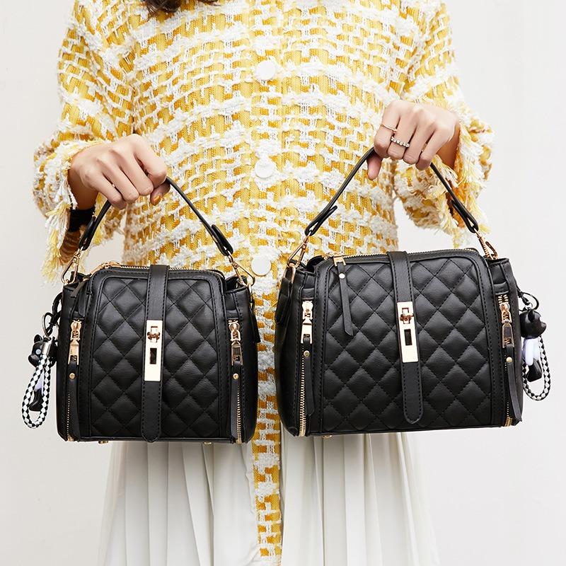 Women's bag new fashion diamond lock bucket bag simple casual shoulder crossbody portable small bag