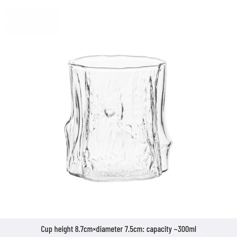 Borosilicate Glass Heat-Resistant Cup: Iced Americano & Milk Coffee with Bark Pattern