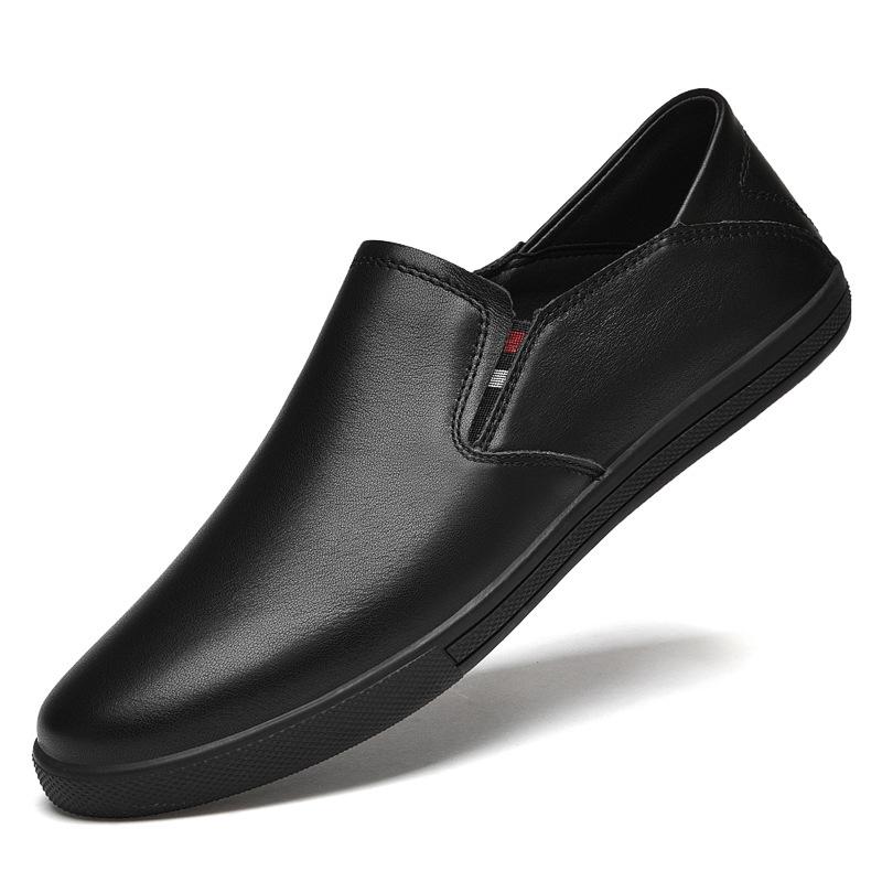 Men's Spring Casual Loafers: Breathable Two-Use Cowhide White Slip-Ons