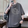Shortsleeved Unisexs Cotton Tshirt for Summer Pure Cotton Cat Pattern Suitable for Teenagers Loose Fit Halfsleeved Top Dry
