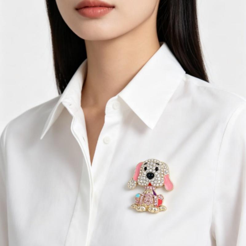 Cute Dog Brooches With Sparkling Plastics Enamel Details For Daily Wear Gifts For Dog Lovers Accessory