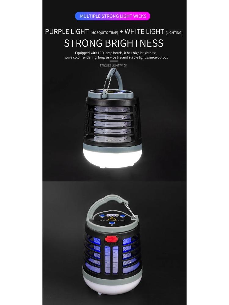 Hanging UV LED Mosquito Killer Lamp Electric Shock Insect Repeller Light USB Portable Outdoor Waterproof Hiking Camping Lantern