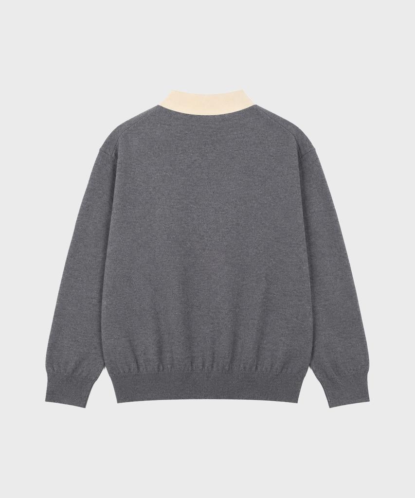 WORK ON BODY OFF Par Semi-Overfit Two-Tone Collar Knit [Gray]