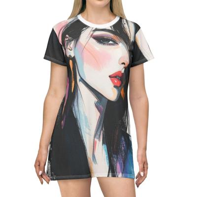 Artistic AOP T-Shirt Dress Casual Fashion Dresses Woman Summer Unique Style Y2k Ladies Clothes Female Clothing Woman Clothing