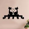 Modern Cat Key Holder with Heart Design Metal Wall Art 5 Hooks Pet Lover Gift Valentine Decor