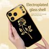 Electroplated Glass Designed Phone Case Gilded Rose Pattern Design For iPhone 17 Air 16 15 14 13 12 Pro Max Plus Hard Shell
